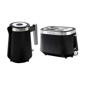 Russell Hobbs Bronte Black Kettle Black/Silver & 2 Slice Bread Toaster Black