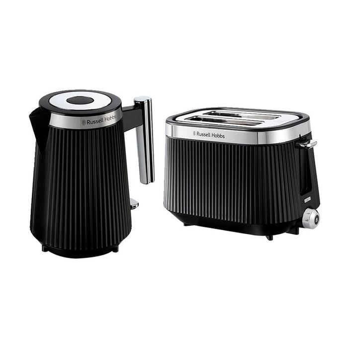 Russell Hobbs Bronte Black Kettle Black/Silver & 2 Slice Bread Toaster Black
