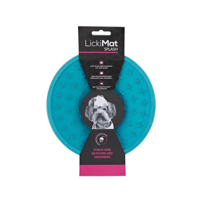 LickiMat Splash Wall & Floor Suction Slow Feeder Dog Bowl - Blue