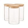 Argon Tableware Scandi Glass Storage Jars with Wooden Lids - 1 Litre - Pack of 3