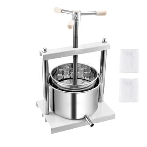 Vevor 1.45 Gal Fruit Wine Press White 2 Stainless Steel Barrels Cider Apple Making