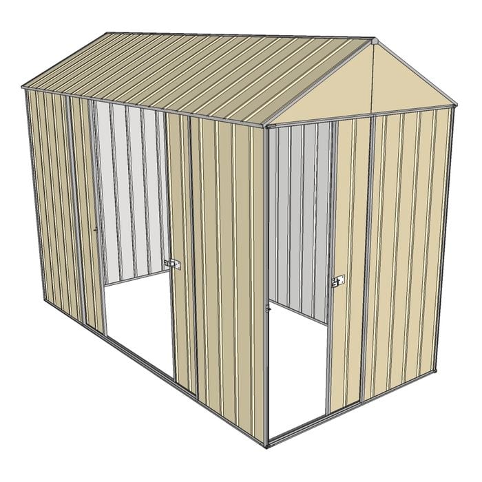 Build-a-Shed 1.5 x 3.0 x 2.3m Front Gable Single Sliding and Double Sliding Door Shed - Cream