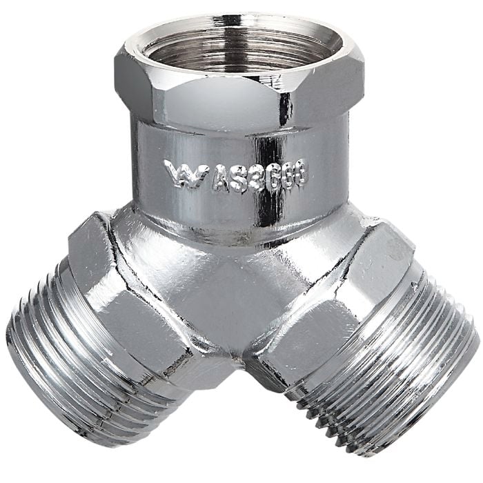 Kinetic 20 x 20mm Brass Chrome Plated Male / Male Y Fitting - Female Inlet