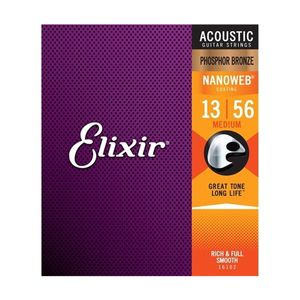 Elixir #16102 Acoustic Nano Phosphor Bronze Guitar String 12-56 Light Gauge