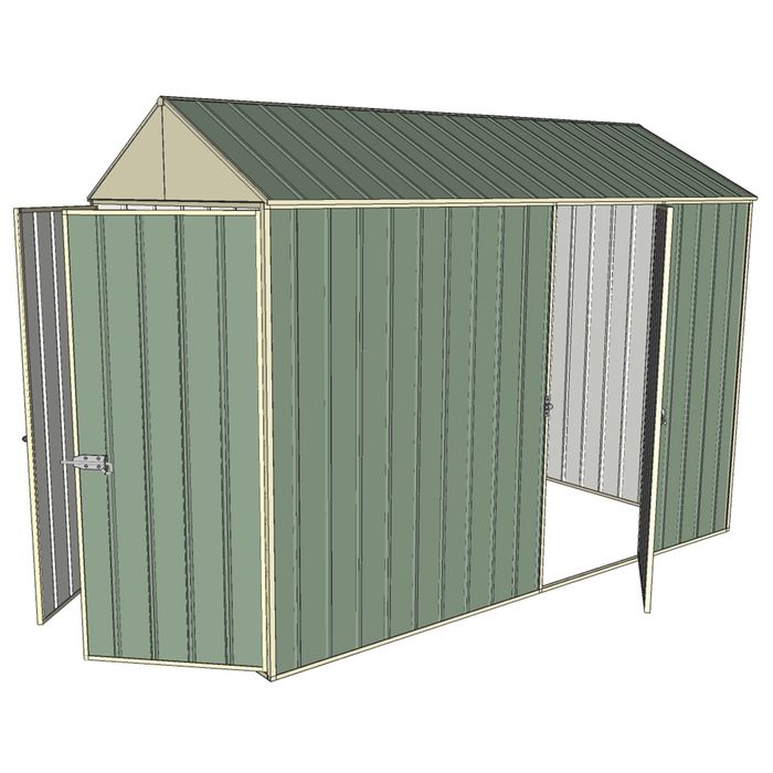 Build-a-Shed 1.5 x 3.0 x 2.3m Single Hinged Side Door Gable Shed - Green