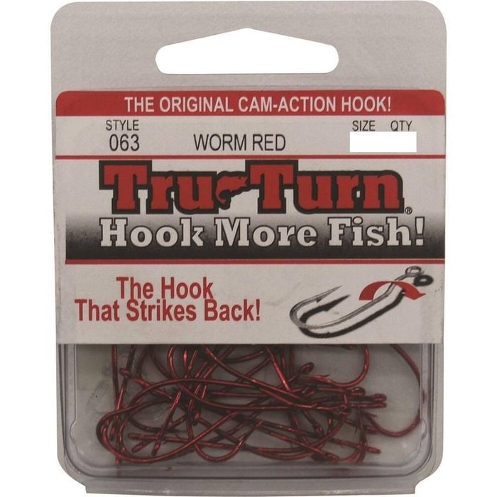 Tru Turn 063 Bulk Pack (25 Hooks) Red Long Shank Baitholder Fishing Hook 3/0