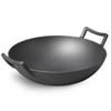 SOGA 32cm Cast Iron Wok FryPan with Double Handle
