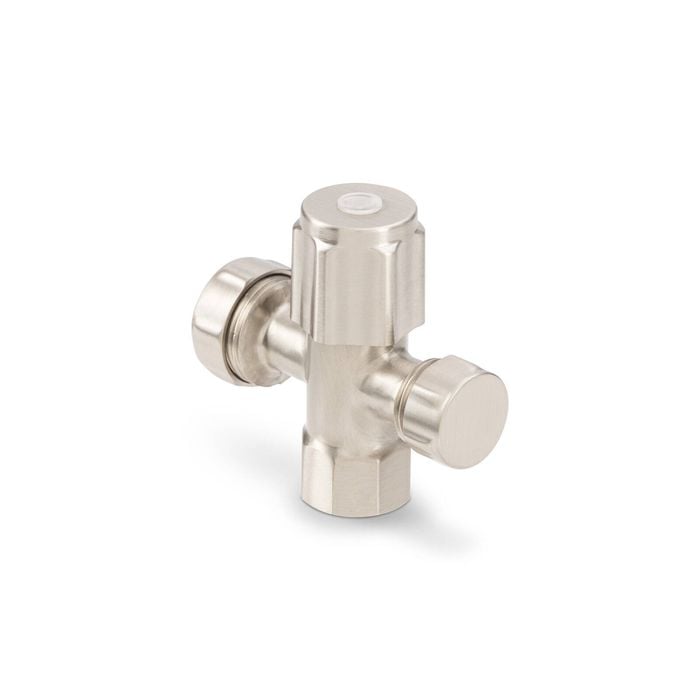 Brasshards 2 Way Under Sink Valve 20mm x 15mm Brushed Nickel Lead Free
