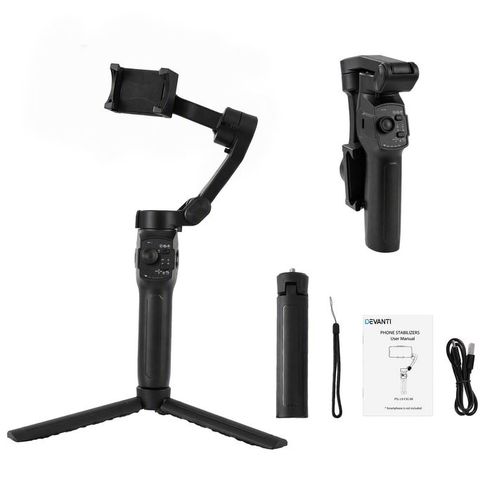 Devanti Foldable Gimbal Stabilizer with Tripod for Smartphone