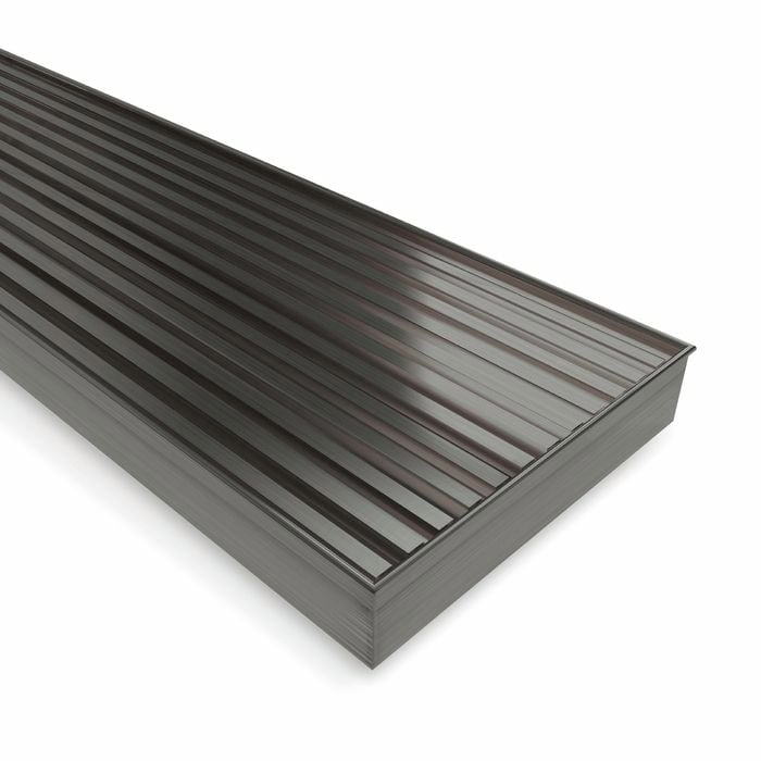 Forme 1200 × 100mm Brushed Gun Metal Grey PVD Stainless Steel Mesh Floor Waste