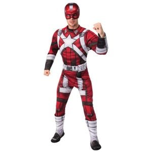 Marvel Red Guardian Halloween Costume for Adults with Muscle Chest Jumpsuit and Mask - Red Colour, Standard