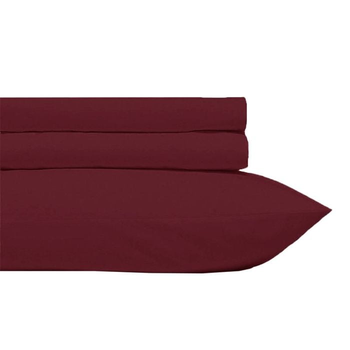 Bloomington Polyester Cotton Sheet Set Burgundy Single