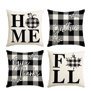 Catzon 4 Pcs Linen Throw Pillow Covers Autumn for Home