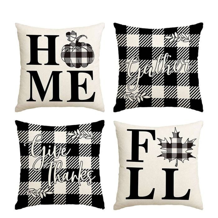 Catzon 4 Pcs Linen Throw Pillow Covers Autumn for Home