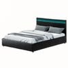 HOMFURN Queen Size LED Gas Lift Bed Frame in Black