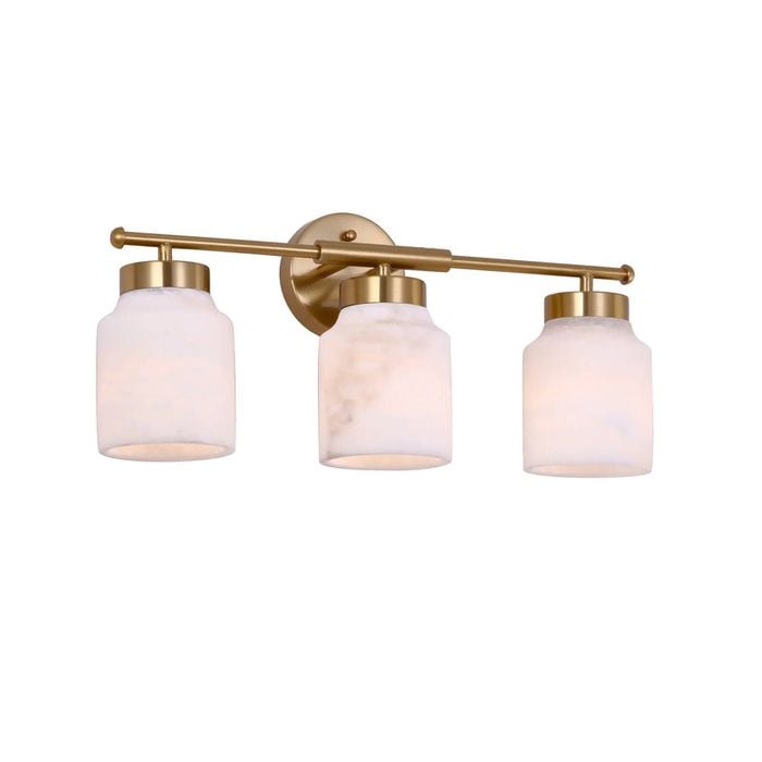 Cla Lighting Tufo Interior Wall Light White Jar Alabaster With Brass Highlight