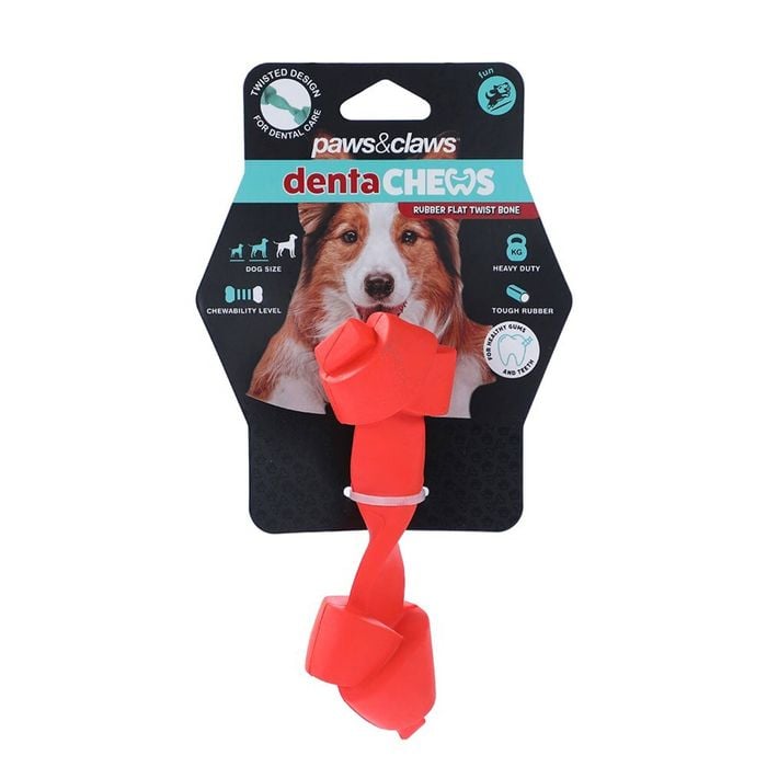 Paws And Claws 13.7x4.6x3.6cm Denta Chews Flat Twist Bone Dog/Pet Toy