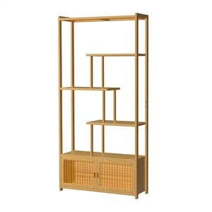 P&P 6-Tier Staggered Bookshelf With Storage