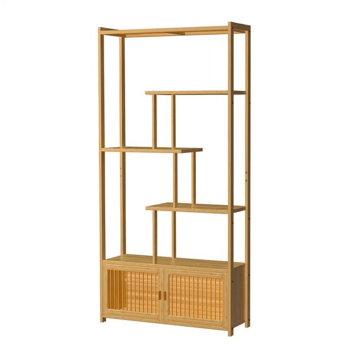 P&P 6-Tier Staggered Bookshelf With Storage