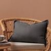 Natural Home Ardenne Washed French Linen Rectangular Cushion With Oxford Edge Basalt Grey 40x60cm