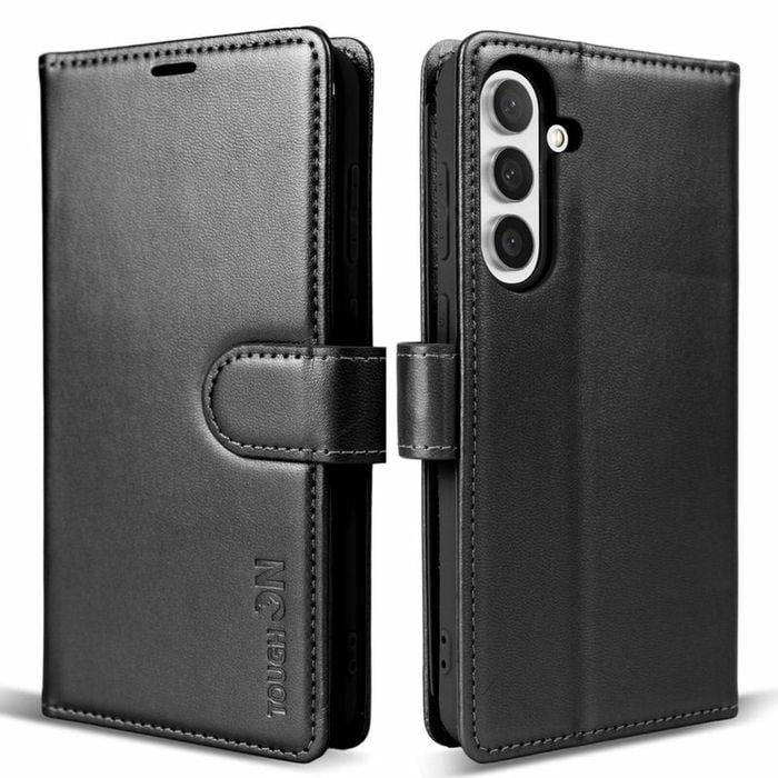Tough On for Samsung Galaxy S25 Plus Flip Wallet Leather Case Black