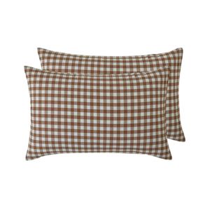 Gioia Casa Yarn-Dyed Vintage Washed Cotton Standard Pillowcases - Brown, 2 Pack