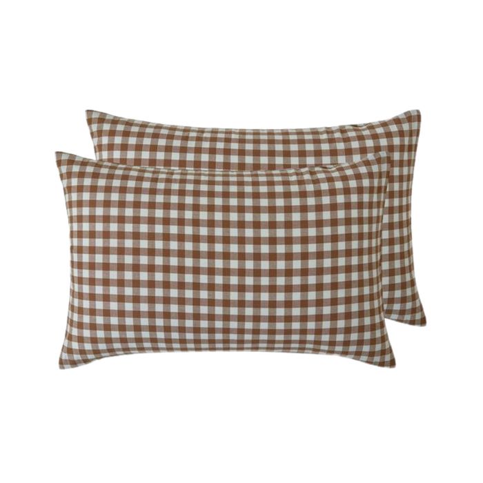 Gioia Casa Yarn-Dyed Vintage Washed Cotton Standard Pillowcases - Brown, 2 Pack
