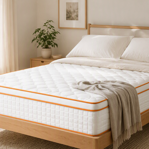 Ufurniture Queen Size Mattress, 34CM Hybrid Mattress in a Box, Memory Foam & Individual Pocket Springs , White & Gold