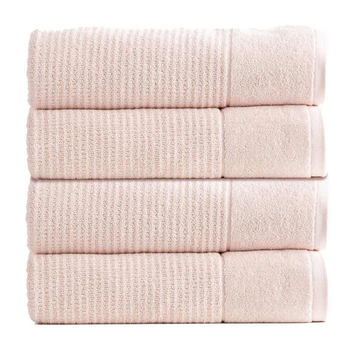 4pk Renee Taylor Cambridge 650gsm Textured 70x140cm Bath Towel - Primrose