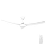 Brilliant 132cm White Matt Duque 3 Blade DC Ceiling Fan With Light Tone Changing LED Light And Remote