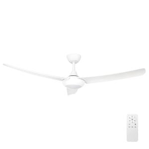Brilliant 132cm White Matt Duque 3 Blade DC Ceiling Fan With Light Tone Changing LED Light And Remote