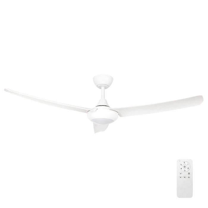 Brilliant 132cm White Matt Duque 3 Blade DC Ceiling Fan With Light Tone Changing LED Light And Remote