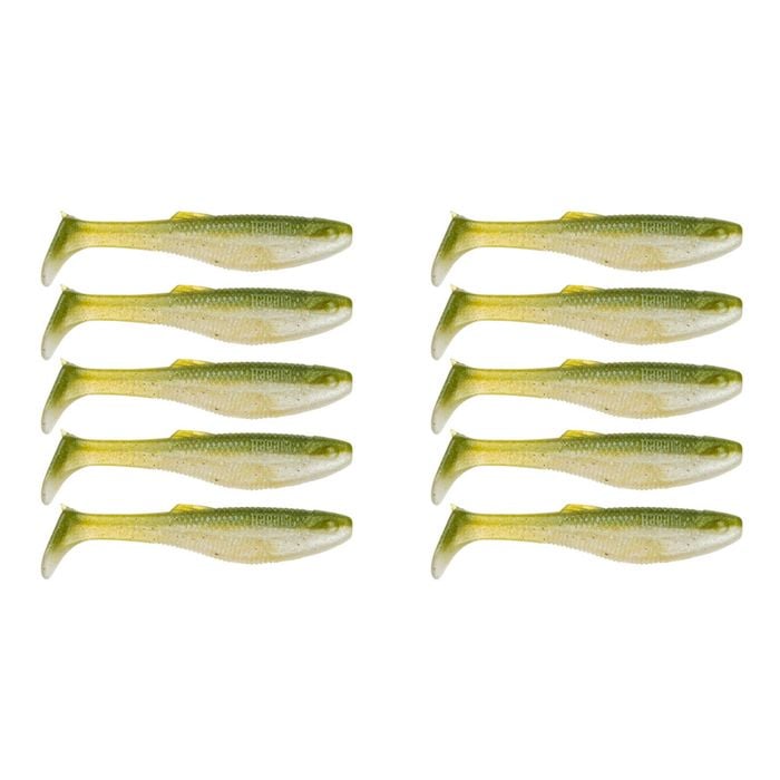 2x 5PK 4In Rapala Crush City Heavy Plastic Paddle Tail Lures - Pearl Watermelon