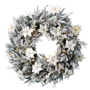 National Tree 61cm Snowy Frosted Colonial LED Wreath with 50 LEDs