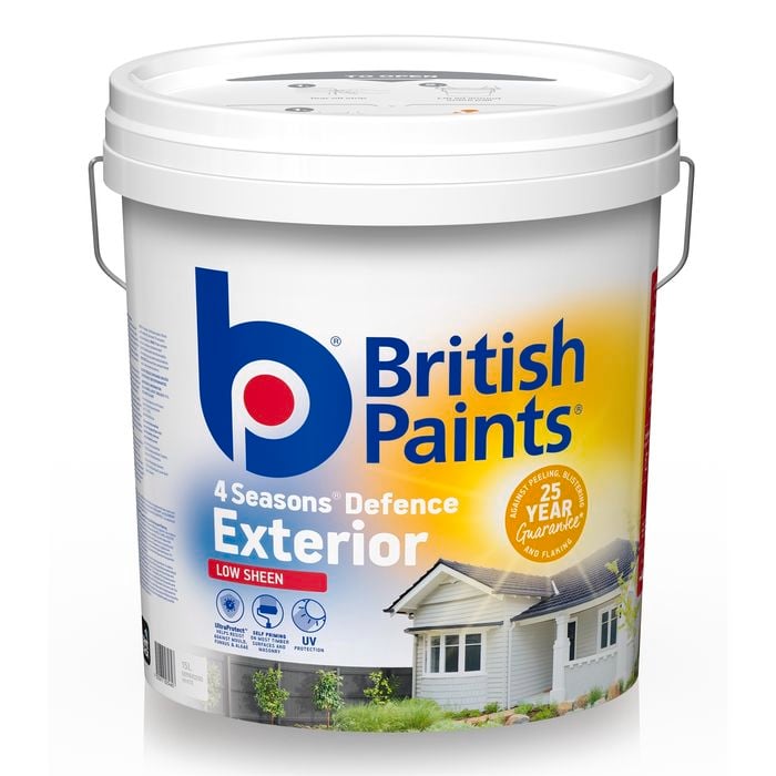 British Paints 4 Seasons Low Sheen White Exterior Paint - 15L