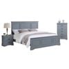 4 Pieces Bedroom Suite in Solid Wood & MDF Queen Size Grey Colour Bed, Bedside Table & Tallboy