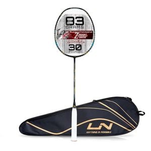 Li-Ning Turbo Charging Z Boost Carbon Fibre Strung Badminton Racquet With Full Cover | Size: 83gm | Colour - Black-Blue-Gold