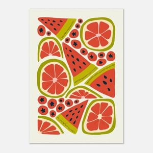 Galrie Vibrant Red Fruits Art Print for Kitchen Decor - Abstract Fruit Collection, Poster Only, A4 21 x 30cm (8 x 12inch)