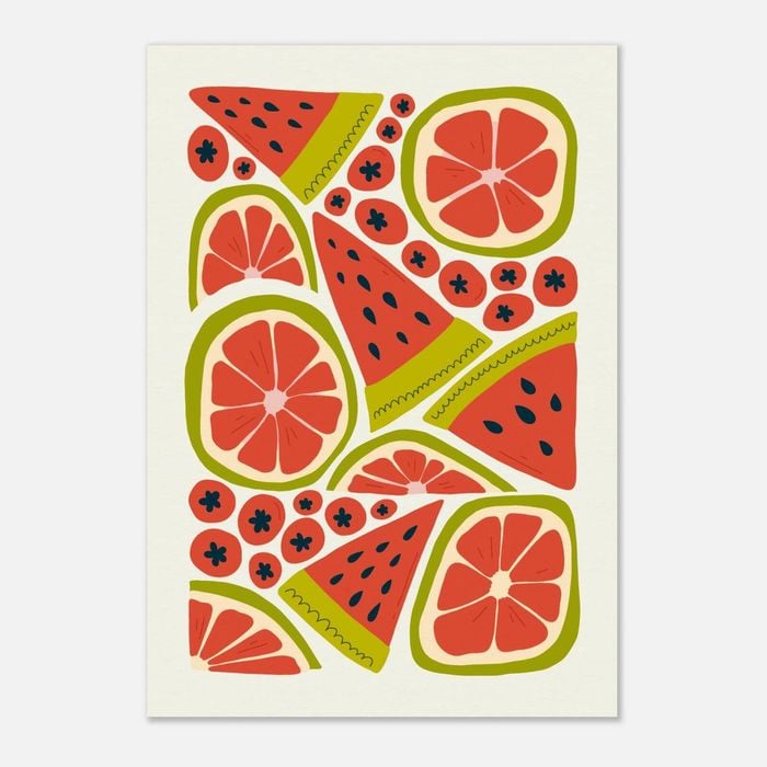 Galrie Vibrant Red Fruits Art Print for Kitchen Decor - Abstract Fruit Collection, Poster Only, A4 21 x 30cm (8 x 12inch)