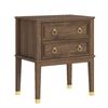 Cosmoliving Walnut 2-Drawer Bedside Table Vintage Timber End Side Cabinet