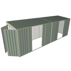 Build-a-Shed 1.5 x 6 x 2m Skillion Dual Double Sliding Side Doors Shed - Green