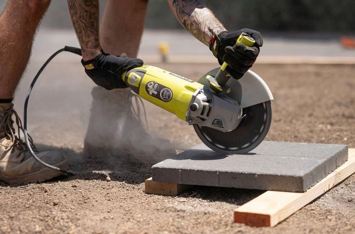 Cut pavers with an angle grinder 