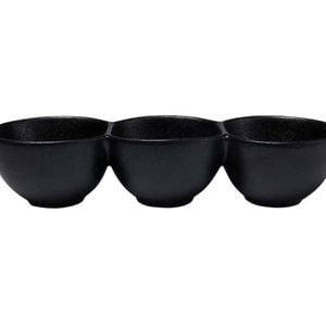 Maxwell & Williams Caviar Black Divided Serving Bowl Set Porcelain 30x6.5cm