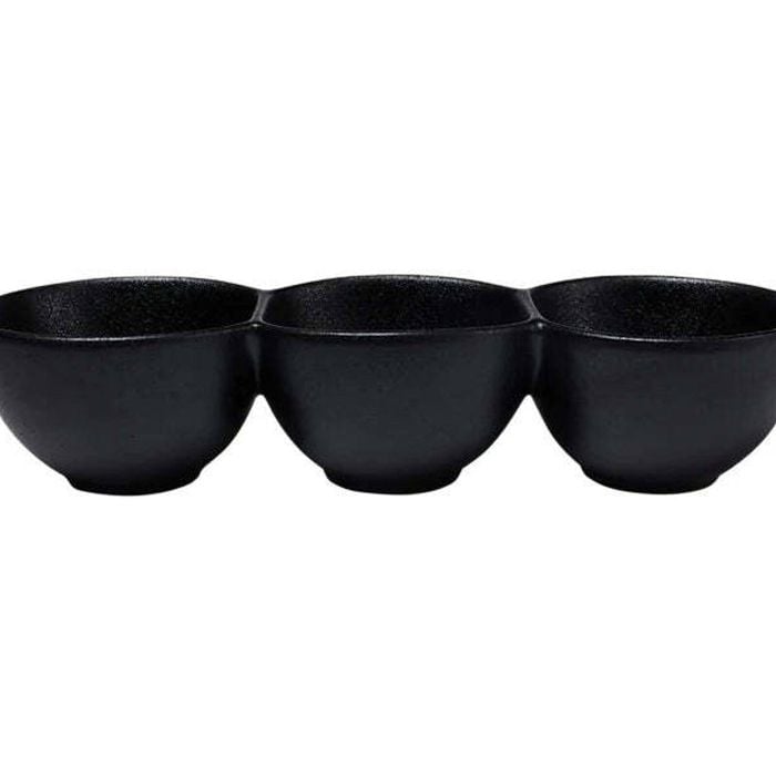 Maxwell & Williams Caviar Black Divided Serving Bowl Set Porcelain 30x6.5cm