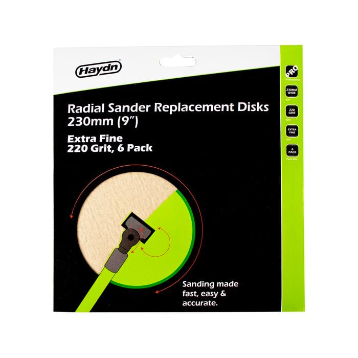 Haydn 220 Grit Radial Sander Replacement Disk Extra Fine - 6 Pack