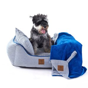 Charlie's Hampton Herringbone 3pc Dog Bed Blue Small