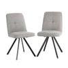 Oikiture 2x Dining Chair Kitchen Seat Linen Fabric Accent Chair Grey