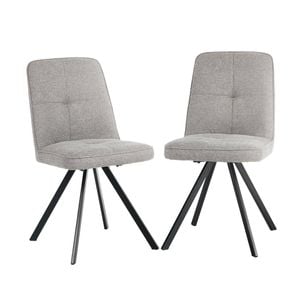Oikiture 2x Dining Chair Kitchen Seat Linen Fabric Accent Chair Grey