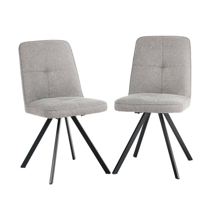 Oikiture 2x Dining Chair Kitchen Seat Linen Fabric Accent Chair Grey