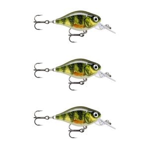 3x Rapala 3.5cm X Light Crank Mid Run Crankbait Fishing Lures - Perch